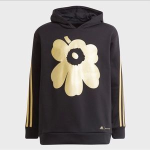 Adidas x Marimekko Girls Large Loose Fit Track Top Hoodie Gold Flower NEW NWT